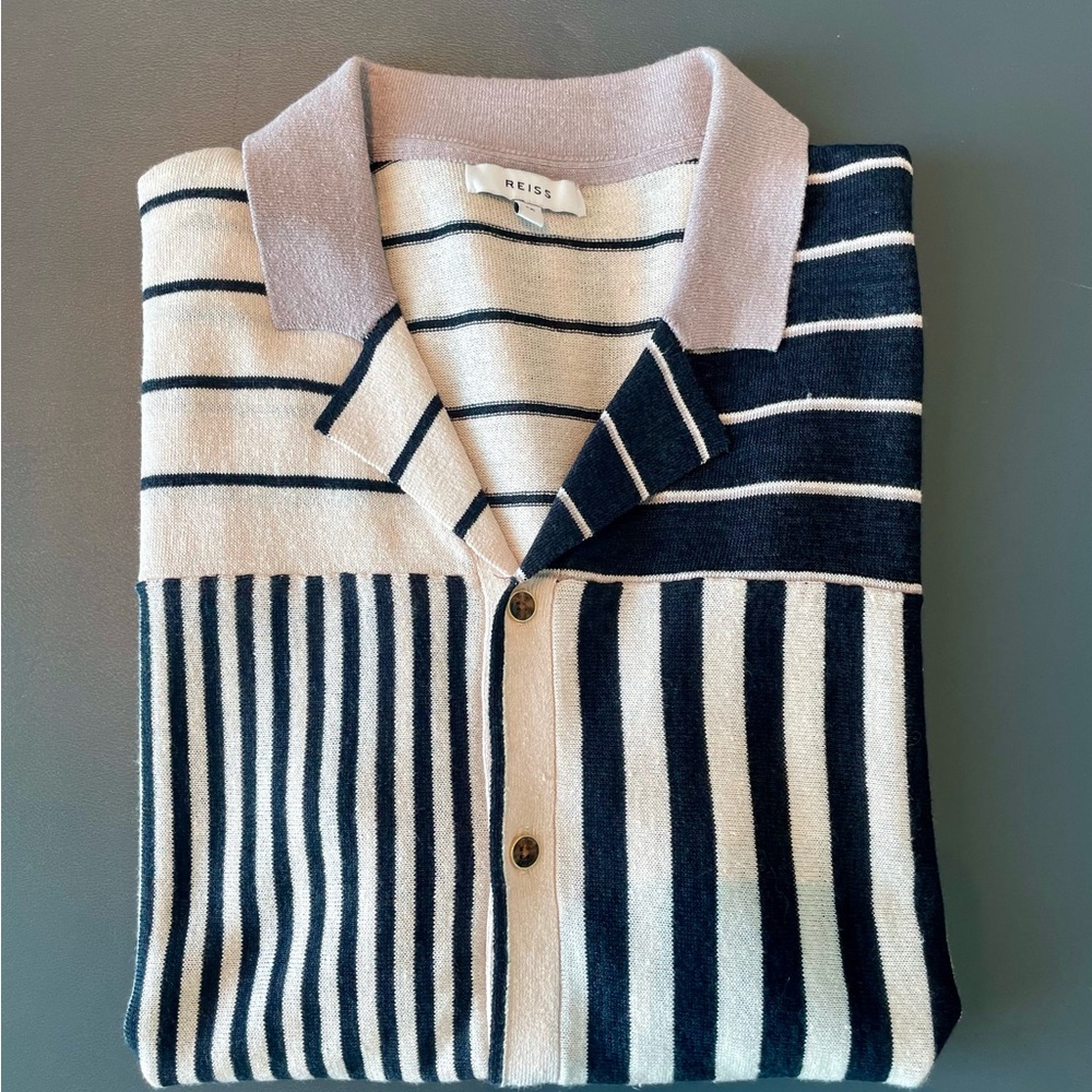 Reiss Men's Striped Shirt - Black and White